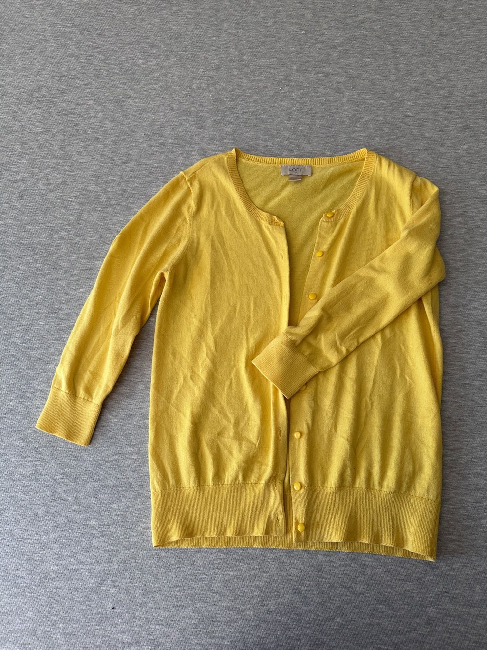 LOFT Bright Yellow Button-Front Lightweight Cardigan